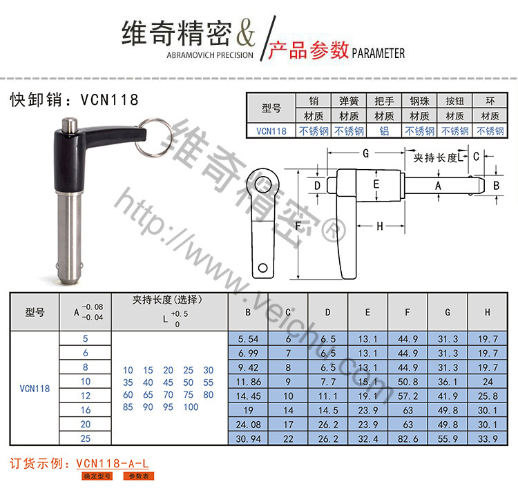 VCN118快卸銷規(guī)格表